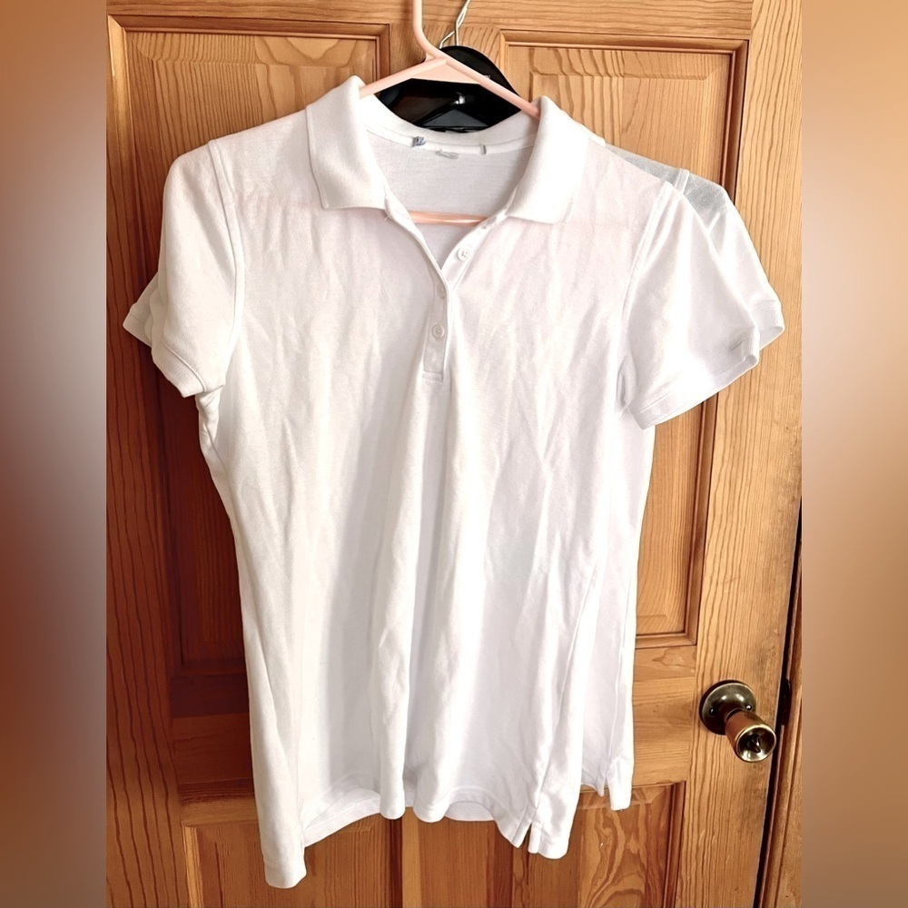 Nautica Preppy White Polo Top Womens XS Classic School Uniform Light Academia